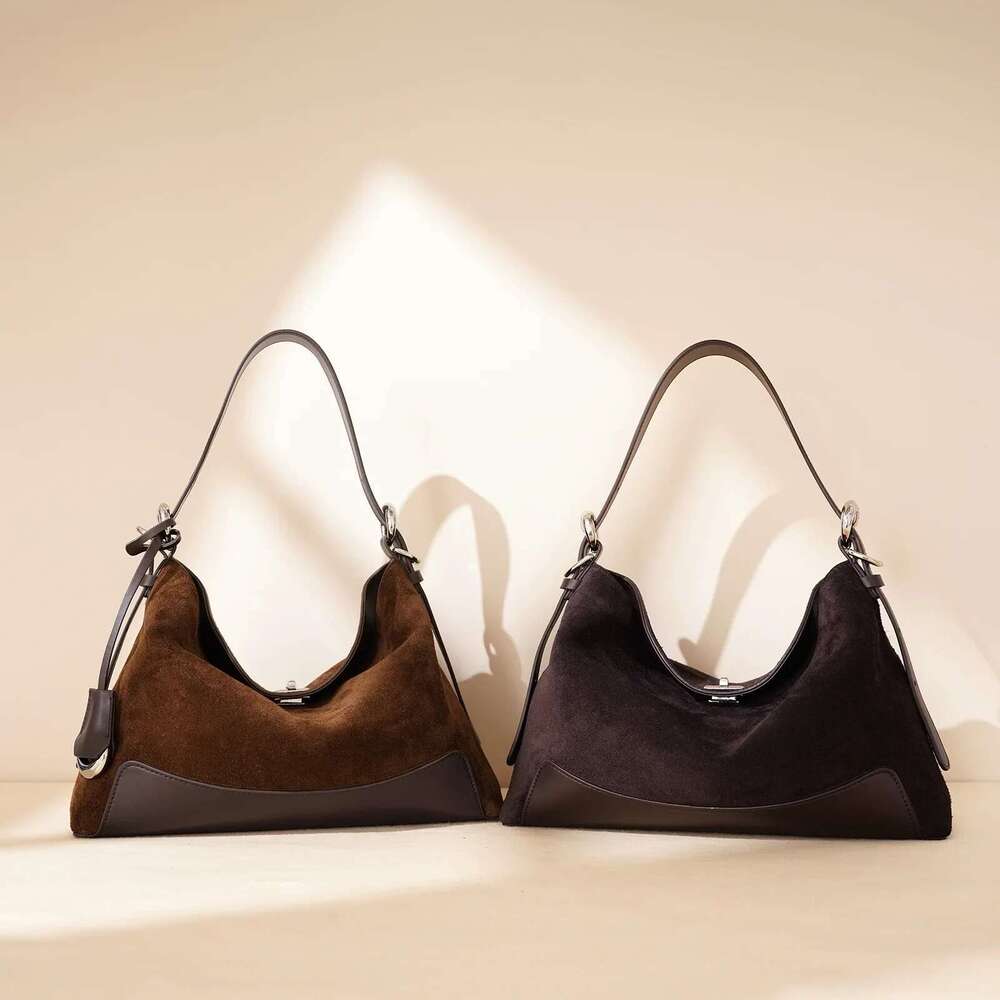 Professional Factory High Quality Large Tote Real Suede Cow Leather Women Classic Female Shoulder Bag Purple
