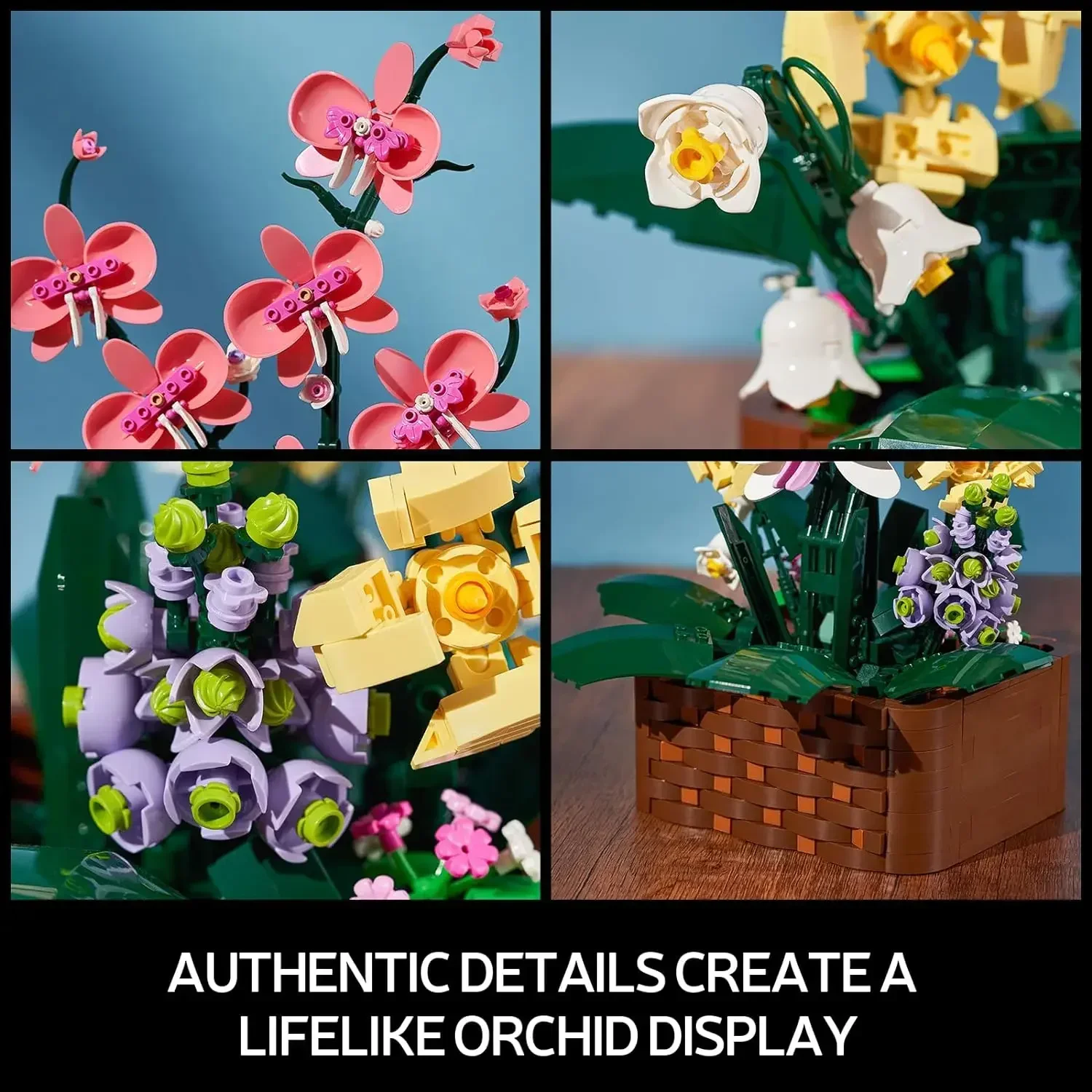 Orchids Potted Building Blocks Succulents Flower Model Assembly Moc Bricks Girls Gifts Home Decoration Holiday Gifts Kids Toys
