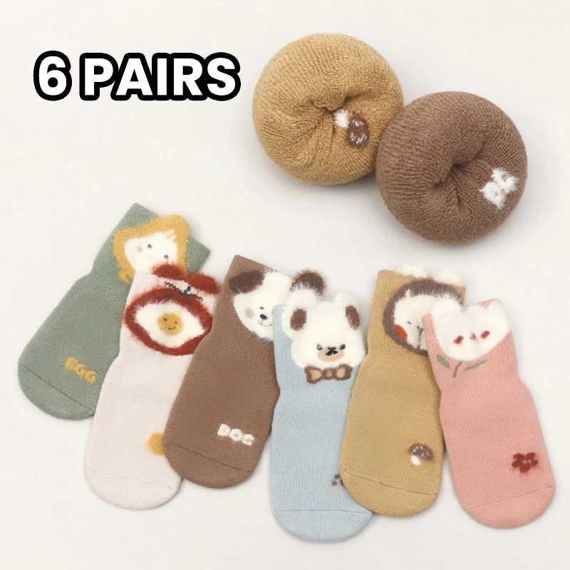 3 Pairs Winter Thickened Cute Animal Anti-Slip Socks for Children 0-5 Years Old Cozy Footwear with Adorable Design G251124