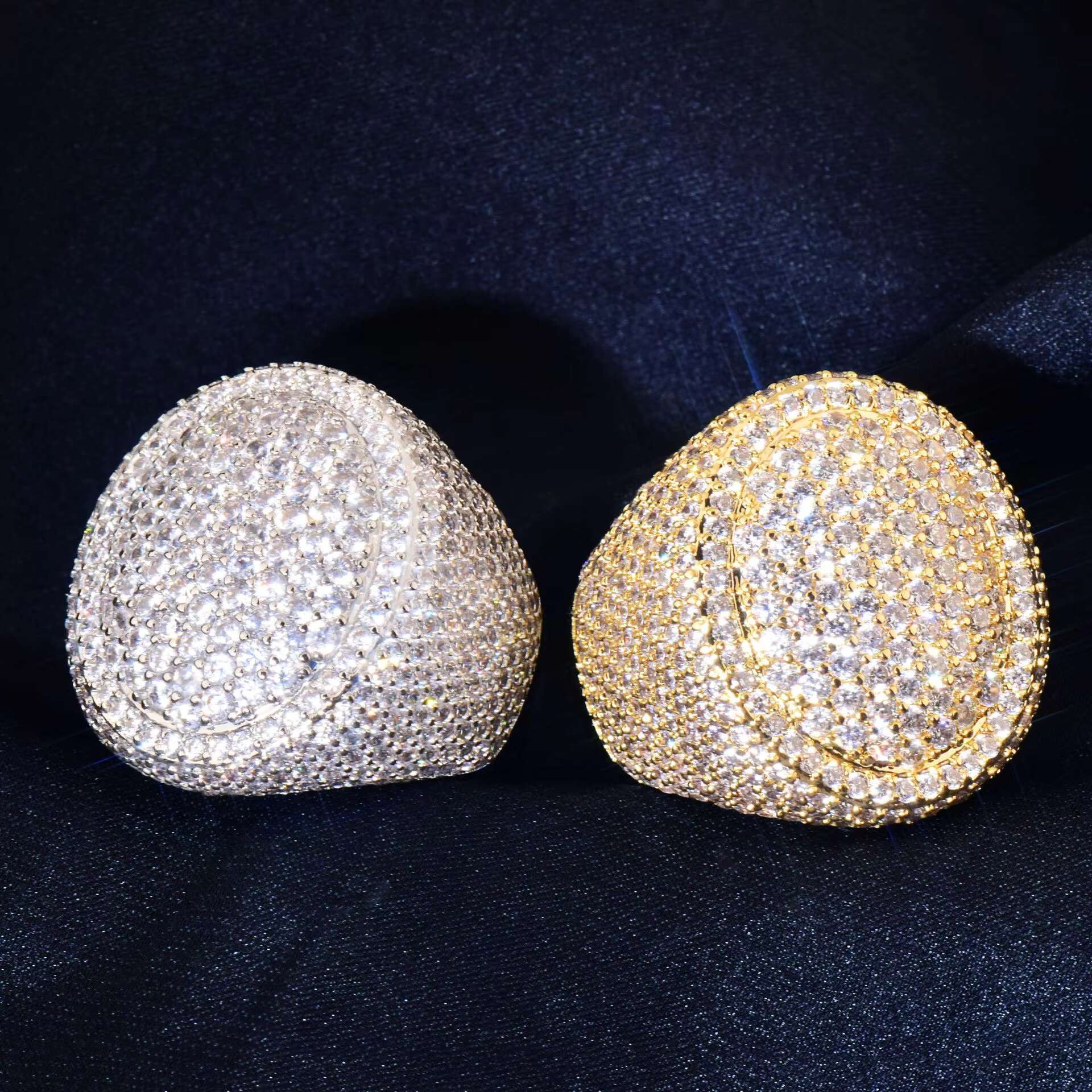 Factory Price Hip Hop Cuban Ring Gold Plated Brass Ice Out Full Cz Diamond Rapper Ring Band 5A+ Zircon Hip Hop Ring