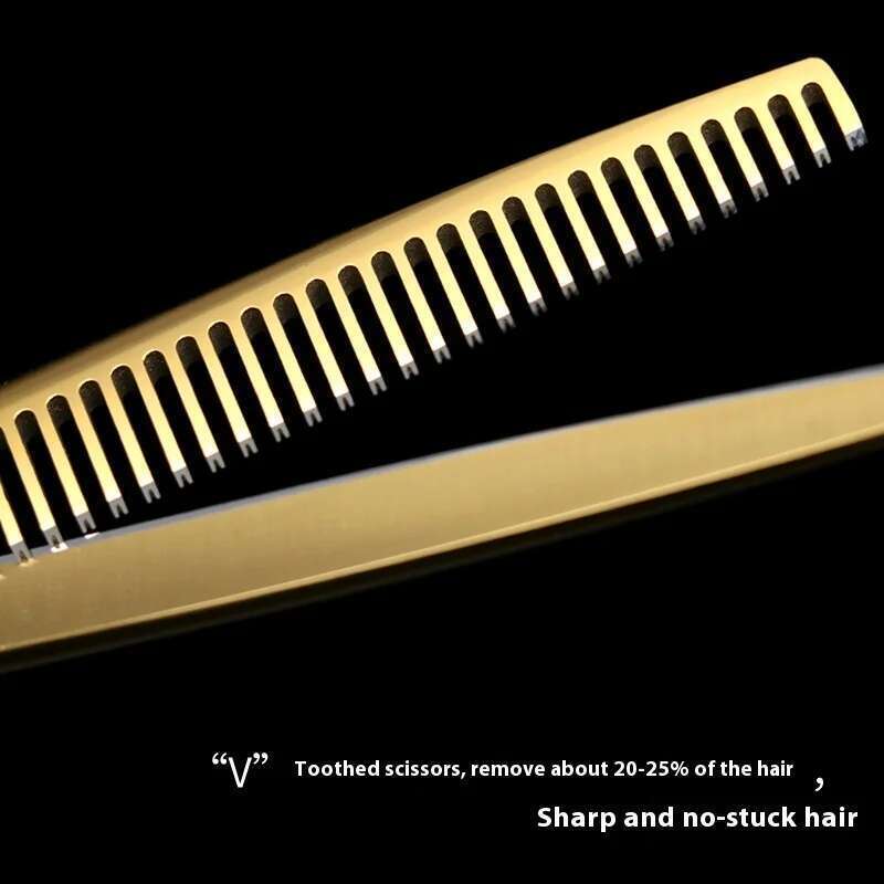 6.0Inch440CSteel Golden Hair Straight Snips Thin Thinning Hairdressing Scissors