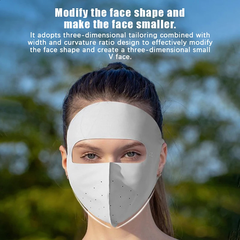 Sunscreen Mask Traceless Women Facekini Ice Silk Anti-ultraviolet Summer Breathable Thin Cover Whole Face UV Protection Mask 250424