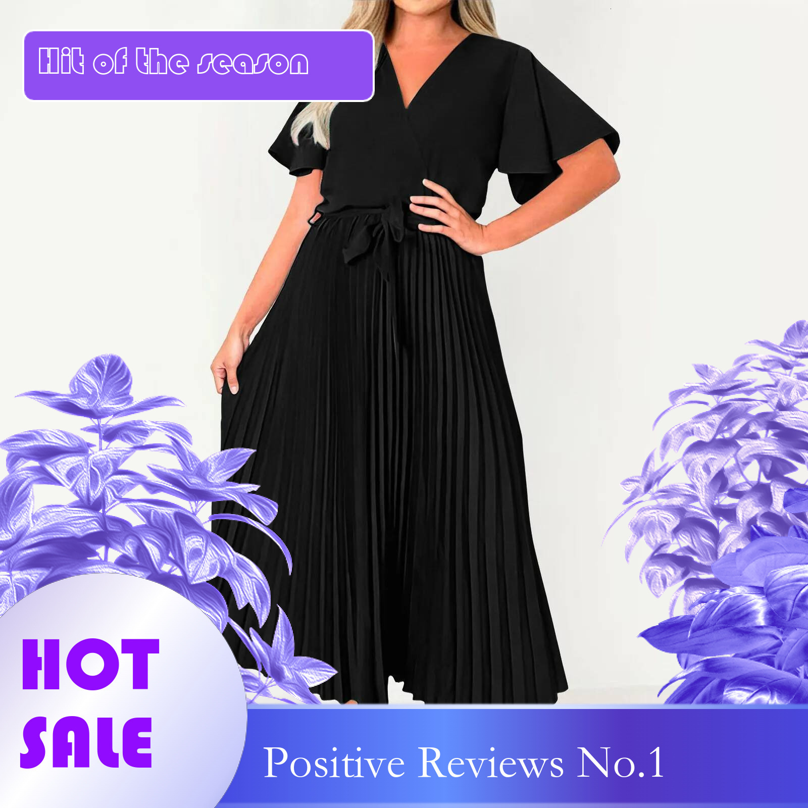 Dongdumaoyi Summer Elegant Chiffon Long Dress Women S Solid Color V Neck Waist Swing Pleated Skirt Casual Party