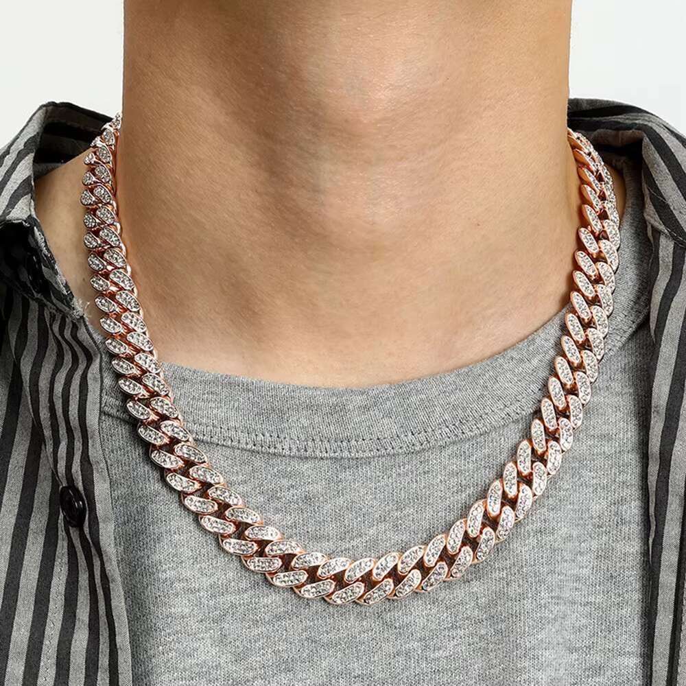 2025 Wholesale Gold Plated High Quality 12mm Cuban Link Chain Necklace for Men Hip Hop Iced Out CZ for Parties and Gifts