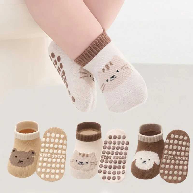 3Pairs/lot Kids Socks For Boys Girls Soft Cotton Print Baby Boy Toddler Socks Anti-slip Socks For Children Autumn Winter 0-5Year G251124