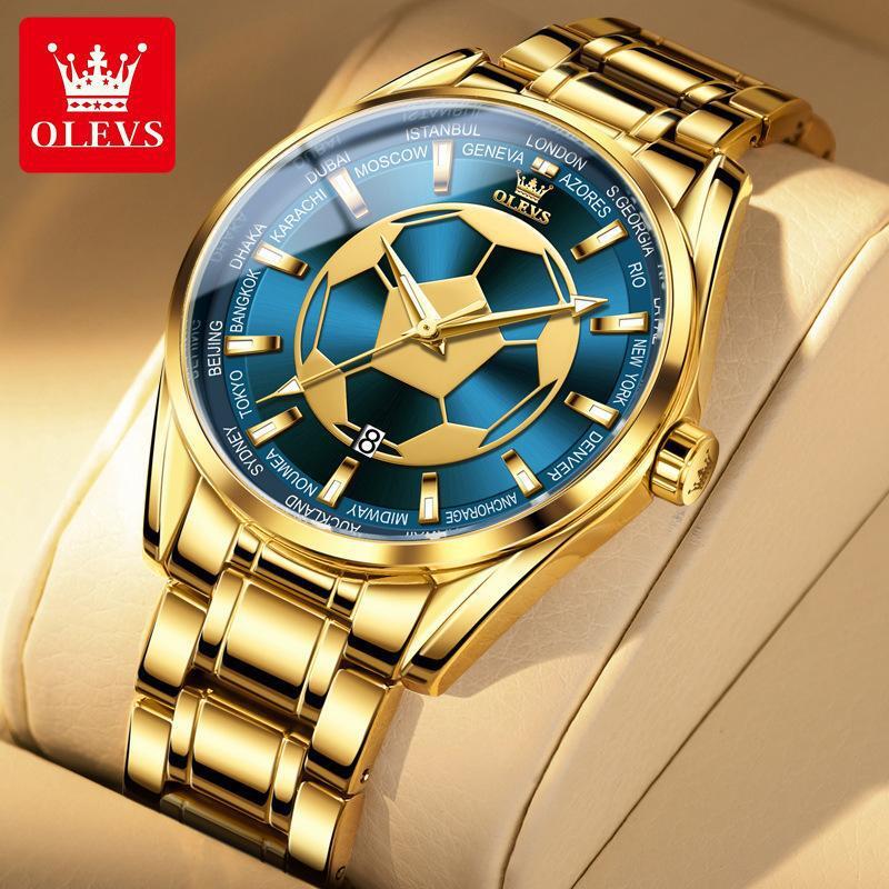OLEVS Luxury Outdoor Dropshipping Single Calendar Football Pattern Design Quartz Watch Men's Watch Designer Watch Free Delivery Wholesale