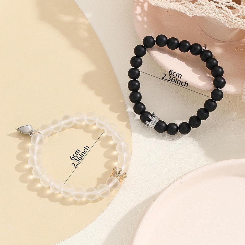 2Pcs Heart Magent Glow in the Dark Handmade Bead BFF Bracelets Lover Bracelets Best Gift for You