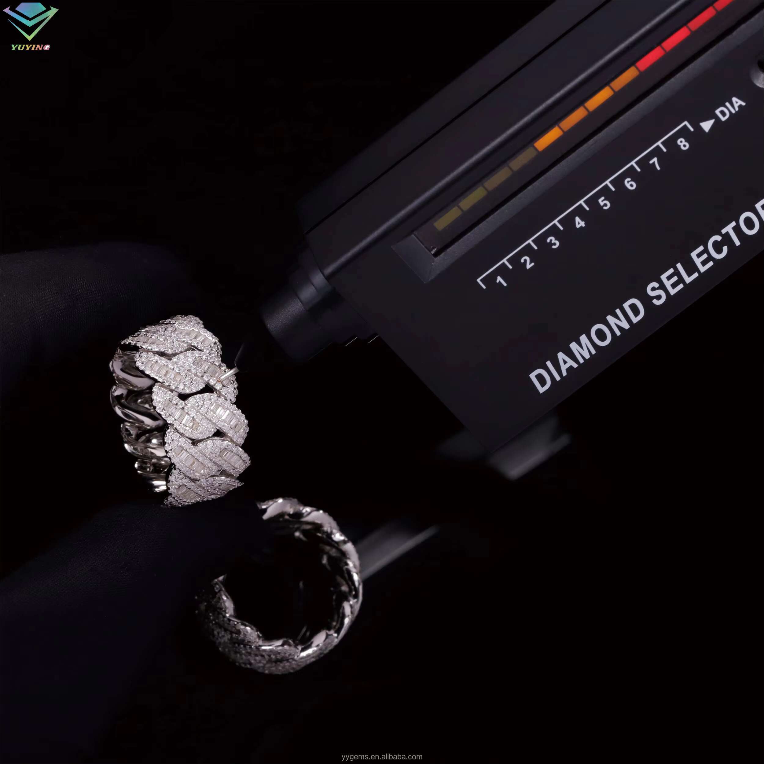 Hip Hop Ring for Men 925 Sterling Silver Iced Out Baguette Moissanite Diamond Miami Cuban Style Vvs Moissanite Diamond Ring