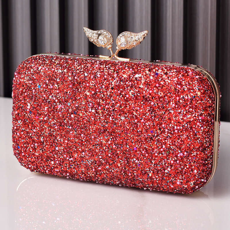 Dinner Bag Pearl Sequin Dinner Wing Decoration Dress Bag Black Diamond Inlaid Cheongsam Bag KQ