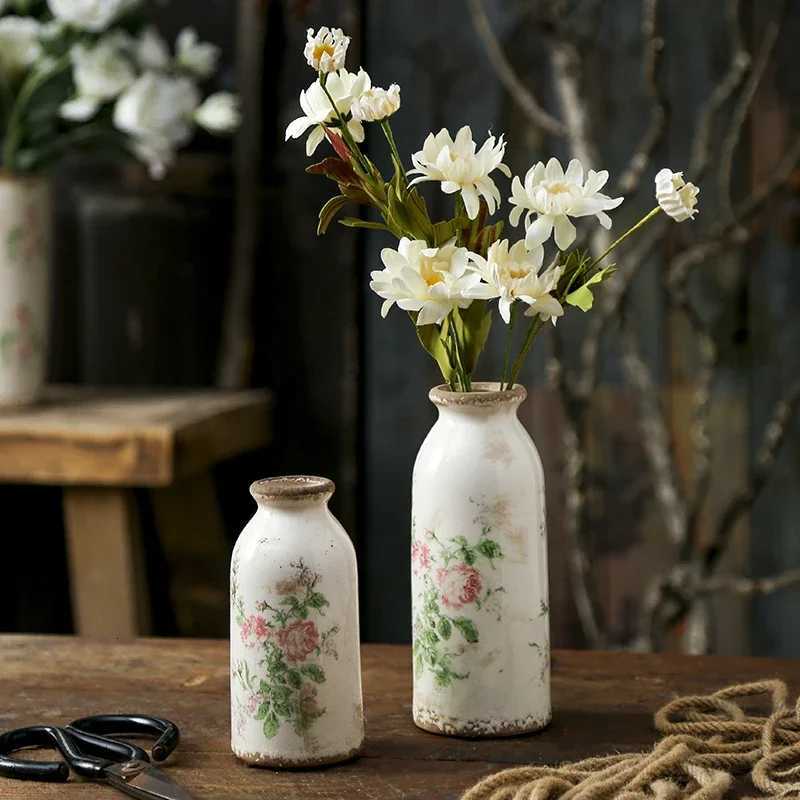 Nordic Pastoral Style Ceramic Vases Creative Retro Home Gardening Decorations Dry Flower Hydroponic Vessels C251124