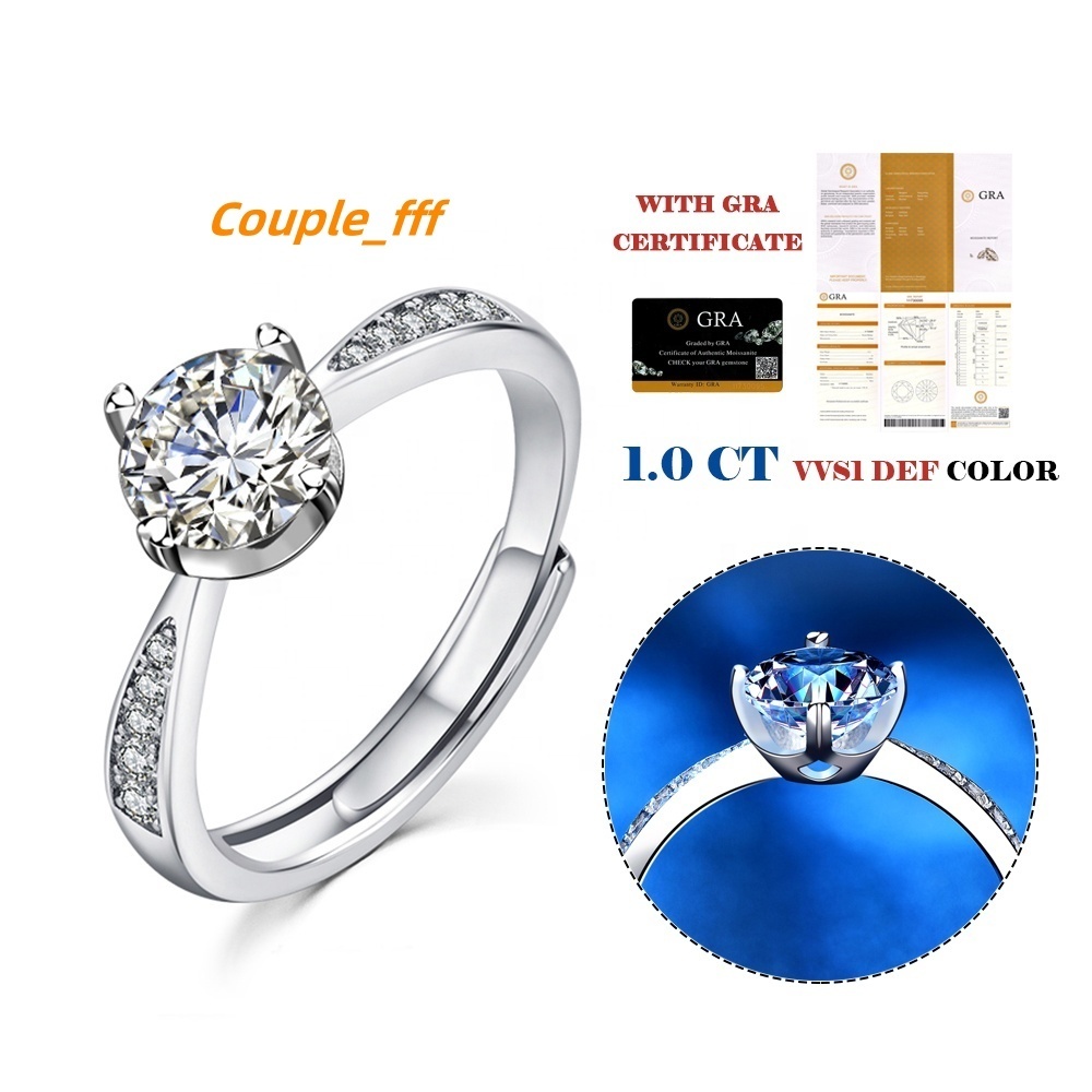 OEM Jewelry Factory Custom Adjustable 925 Sterling Silver Moissanite Ring Minimalist Wedding Engagement Rings Women