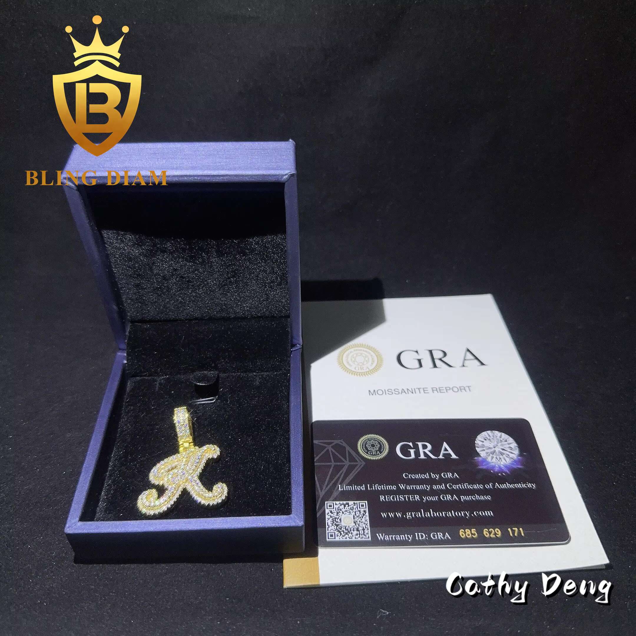 Wholesale Price Hip Hop Jewelry Moissanite Diamond Letter Splicing Pendant 925 Silver Charm Pendant Pass Diamond Tester