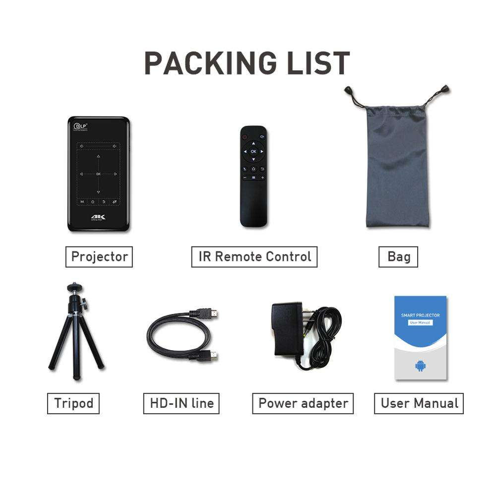 P09-II Portable DLP Mini Pocket Projector Android 9.0 2GB 32GB Home beamer Support 4K Decoding for home theater Video Proyector