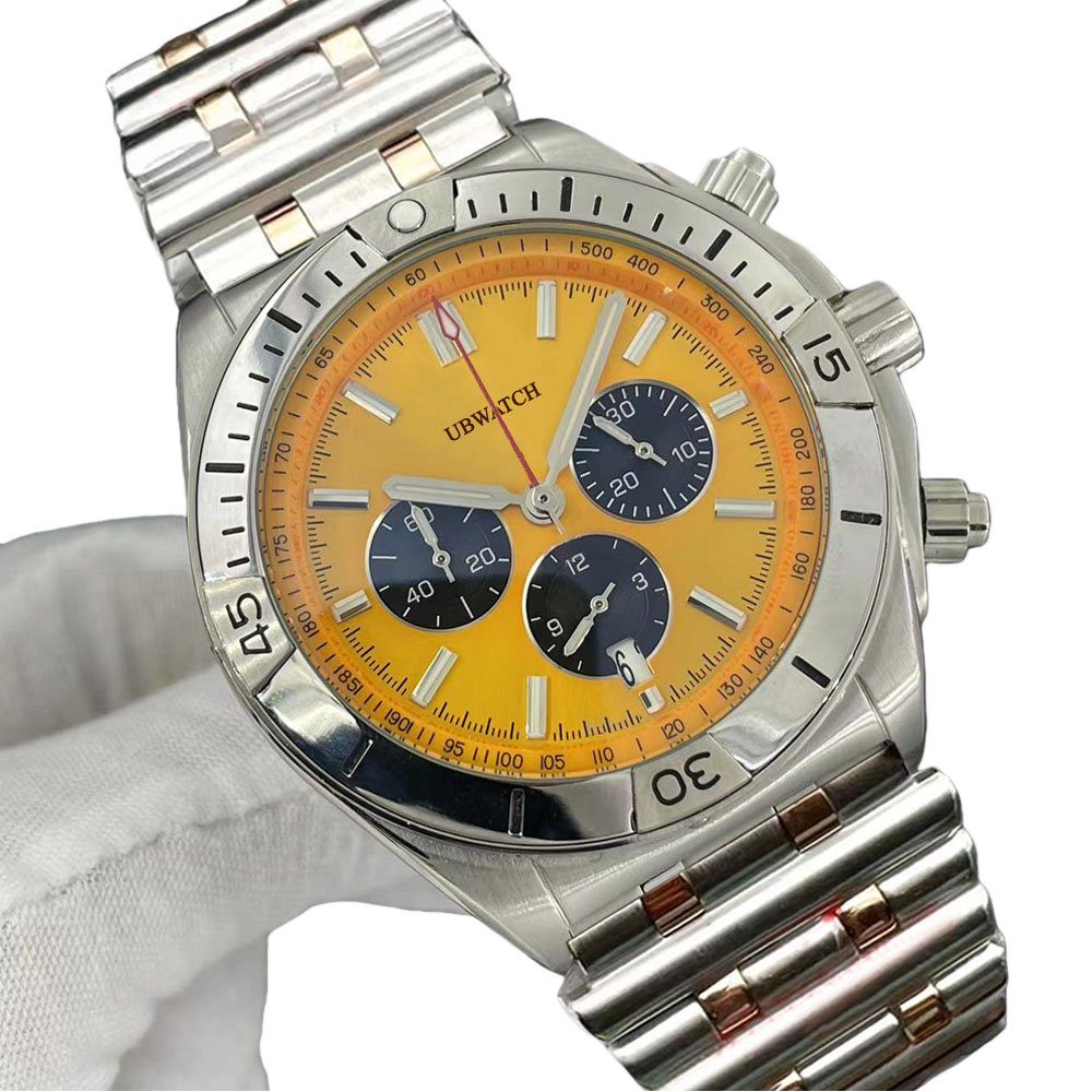 jason007 Luxury B1 Chronomat B01 Quartz VK chronometer Stainless Steel Brown Dial Mens Watches Stainless Steel