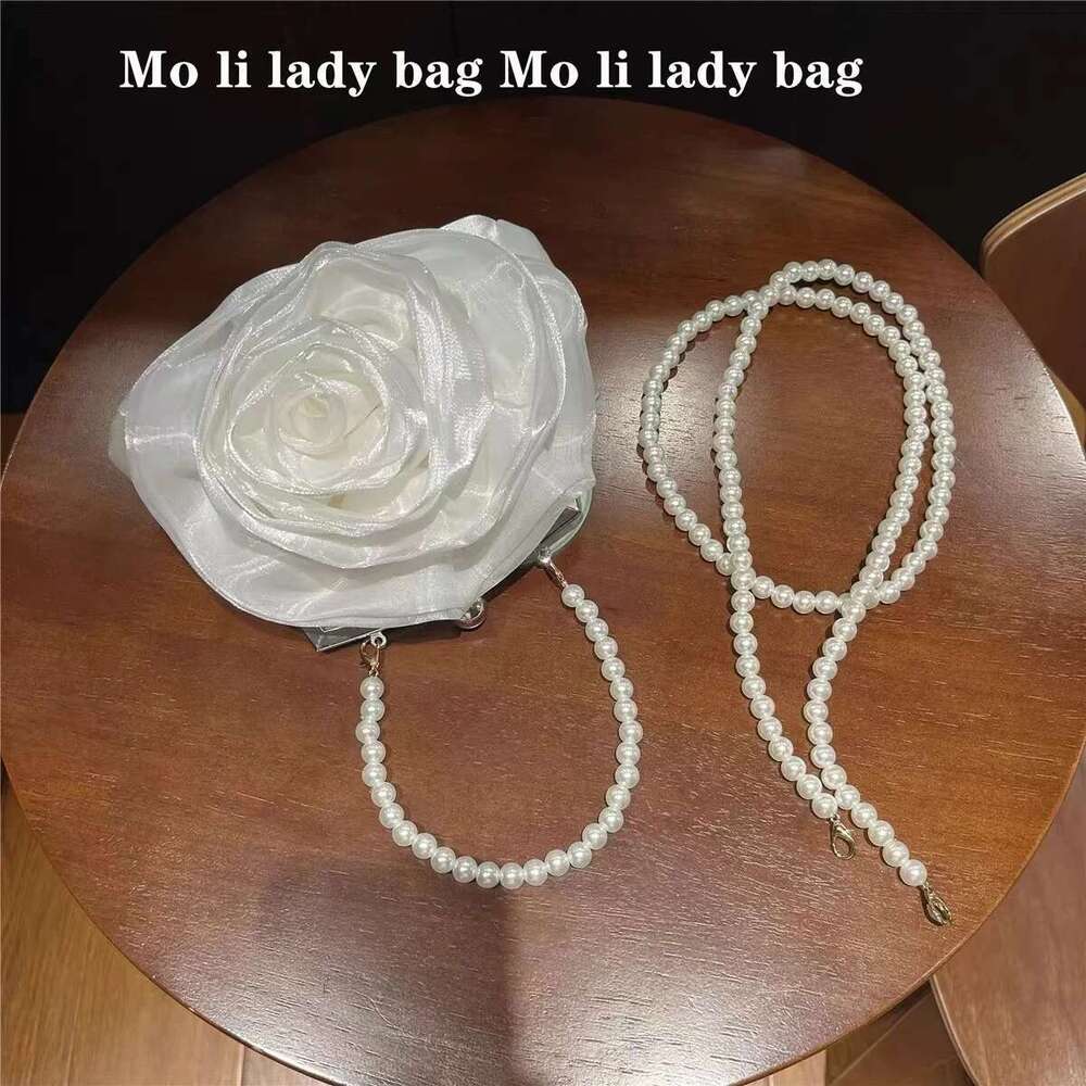Designer bag2025 Satin Floral Handbag Women Elegant Evening Wedding Party Clutch Purse Pearl Beading Shoulder Crossbody Bag Luxury Bag