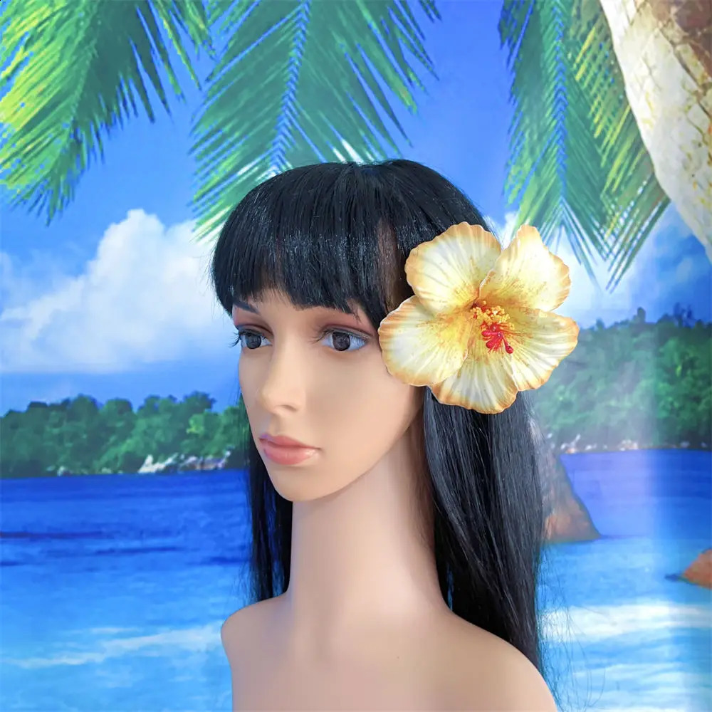 10Pcs Mixed Colors Hawaii Hibiscus Flower Hairpick Real Touch Hula Dancer Ear Pick Fashion Luau Party Tropical Hair Accessories 250420
