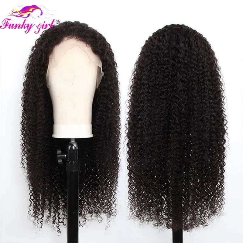 Kinky Front 13X6 For Women Brazilian Deep Water Human Hair Wigs 180% Density Curly Lace Wig