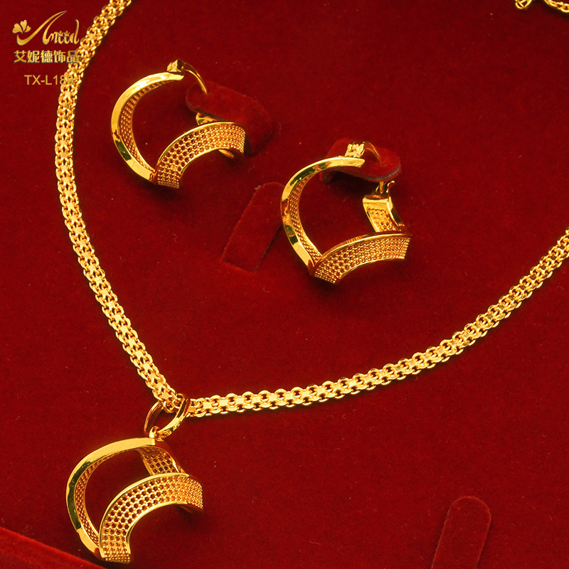 18k Gold Plated Jewelry Set for Women Wedding Italian Jewellery Sets Bride Necklace and Earrings African 241105