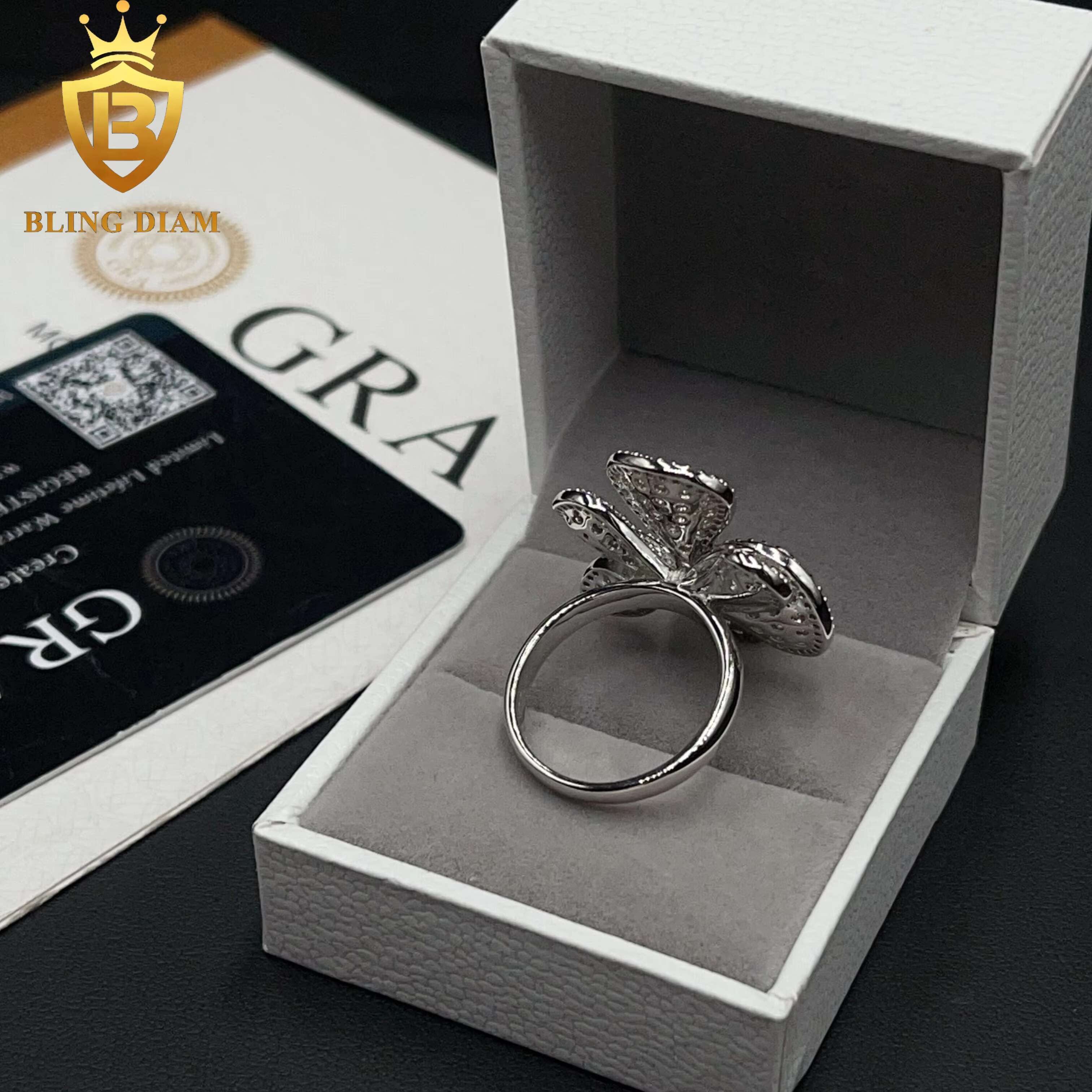 Hot Sale Low Price Fine Jewelry 925 Sterling Silver VVS Moissanite Diamond Flower Rings Gift Wedding
