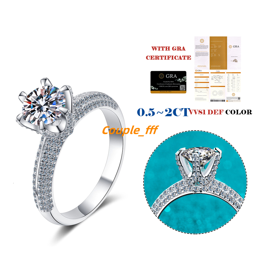 Moissanite Jewelry Solitaire 1ct Six Claw 925 Sterling Silver Proposal Band Ring Moissanite Diamond Ring