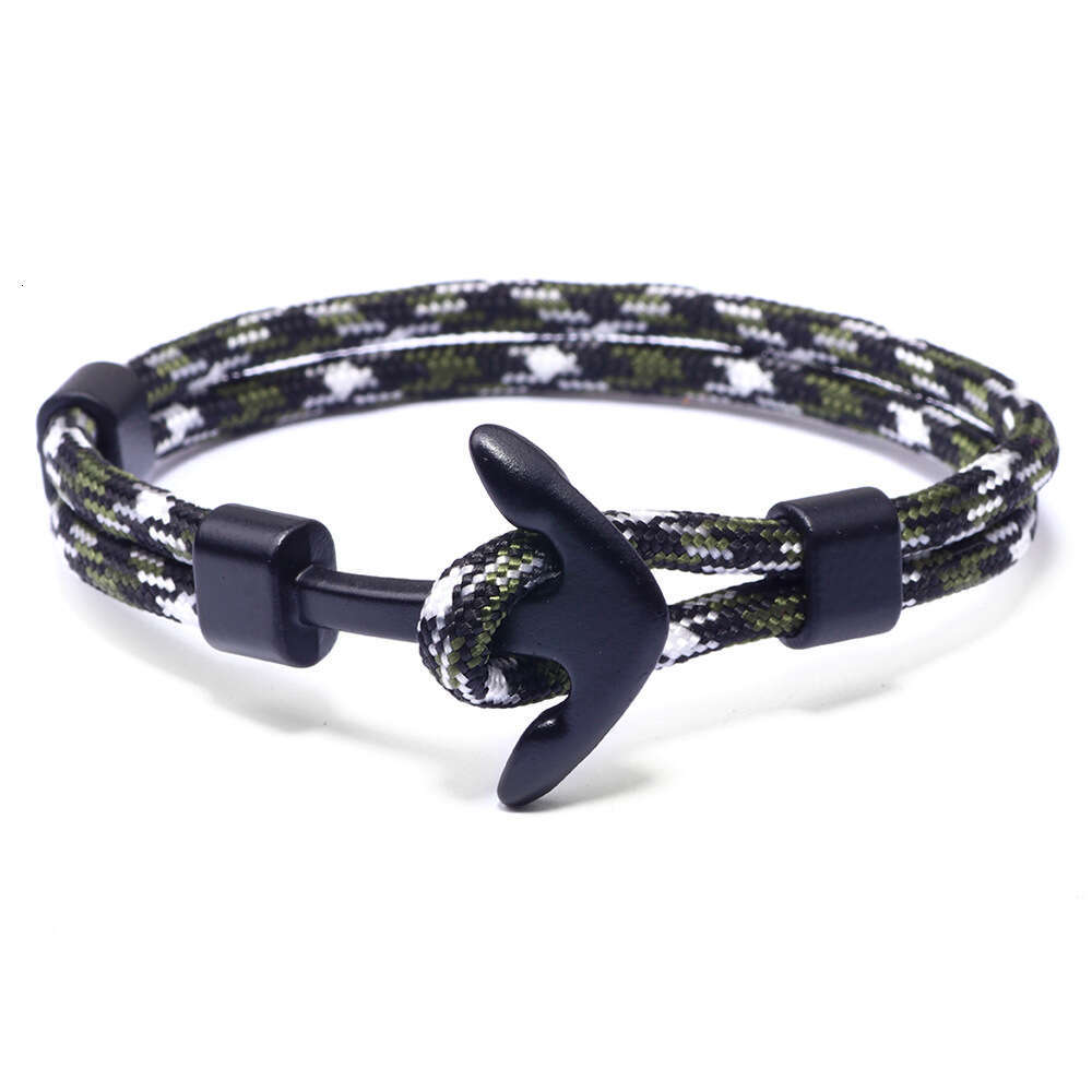 Chino Hot selling Alloy Anchor Men's Polyester Rope Navy Style Spliced Colored Bracelet