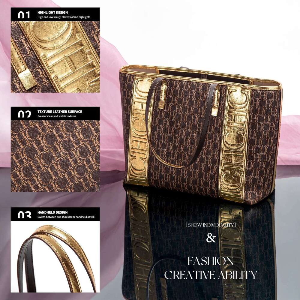 CHCH Women's Shopping Bag 2025 New Letter PVC Large Capacity Handbag Vintage