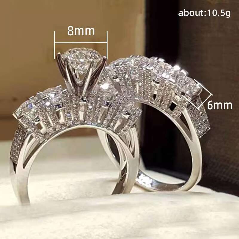 Elegant Gold Color Hip Hop Ring for Women Fashion Inlaid Zircon Stones Wedding Rings Set Party Bridal Engagement Jewelry CLASSIC