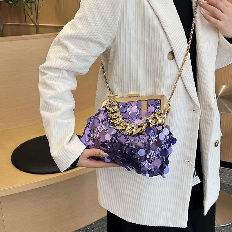 High End Luxury Sequin Chain For Women 2025 New Korean Version Trendy Fashion Women's Single Shoulder Crossbody Dinner Bag