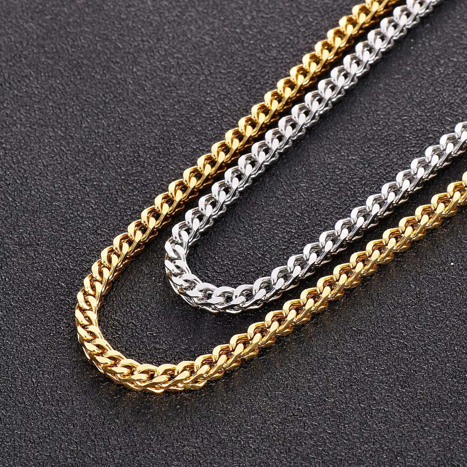 Personalized Stainless Steel Engrave Necklaces Mens Hip Hop Miami Cuban Link Chains Viking Franco Chain 18k Gold Necklace