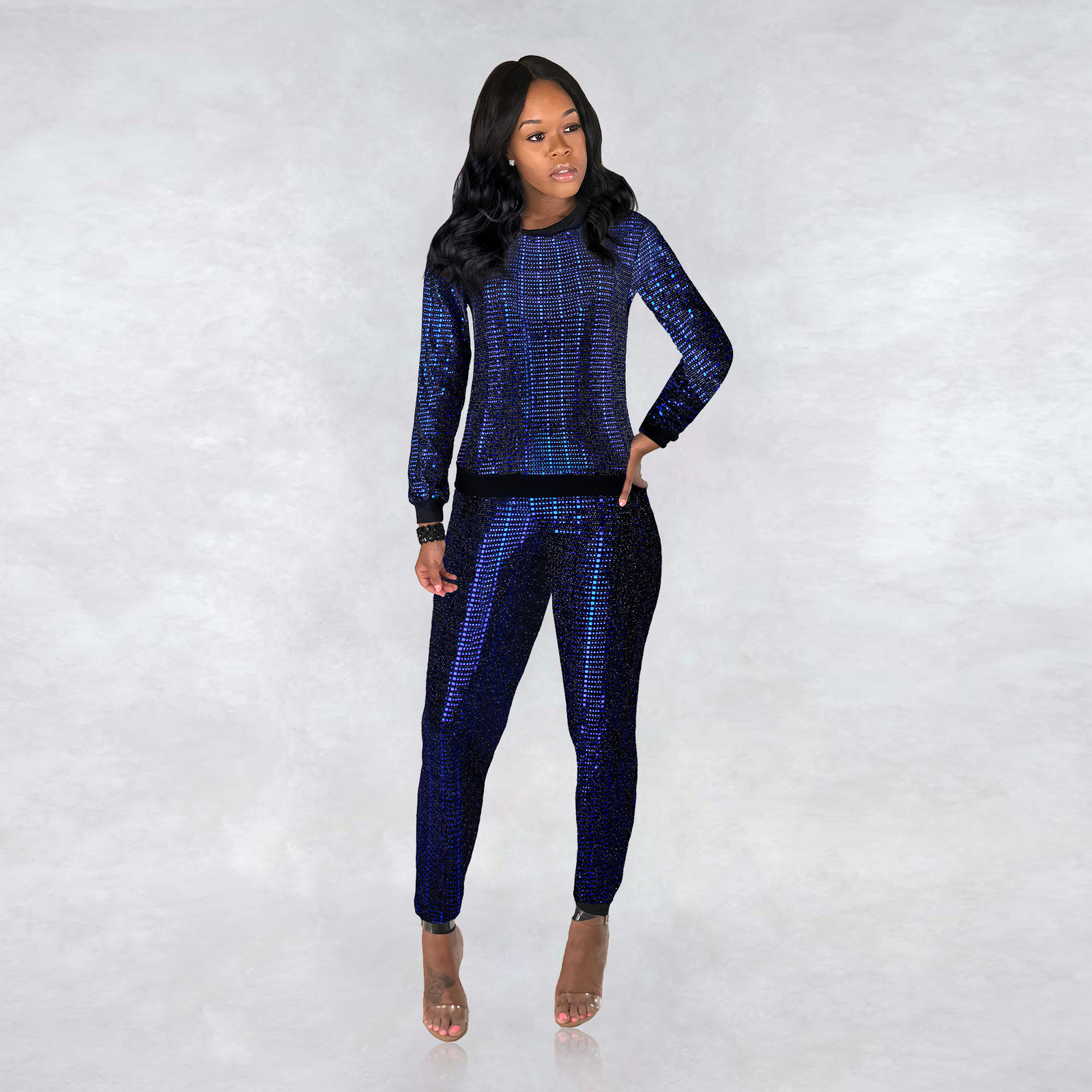 Women Camo Sequin Tracksuits Women Set Autumn Winter Outfits Long Sleeve Top+Pant Sweat Suit Velour 2 Piece Sweatsuit T200623