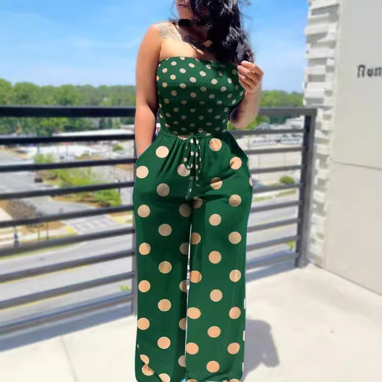2021 fall slim sleeveless Strapless printed womens Jumpsuit womens wear