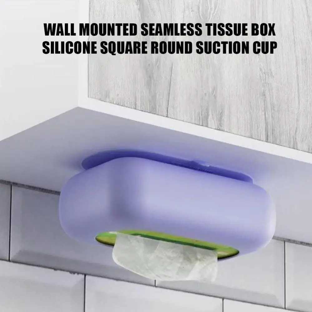New Silicone Suction Cup Tissue Box Large Capacity Desktop Tissue Drawer Anti-Wear Super Soft Durable Car Tissue BoxM251124