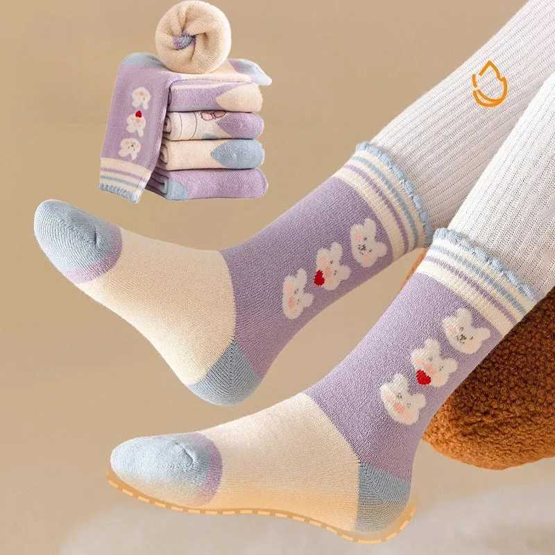 Kids 5 Pairs Puppy Thick Warm Brushed Girls SOCKS Winter Autumn Soft Cute Sports Cozy SOCKS For CHIld Girls G251124