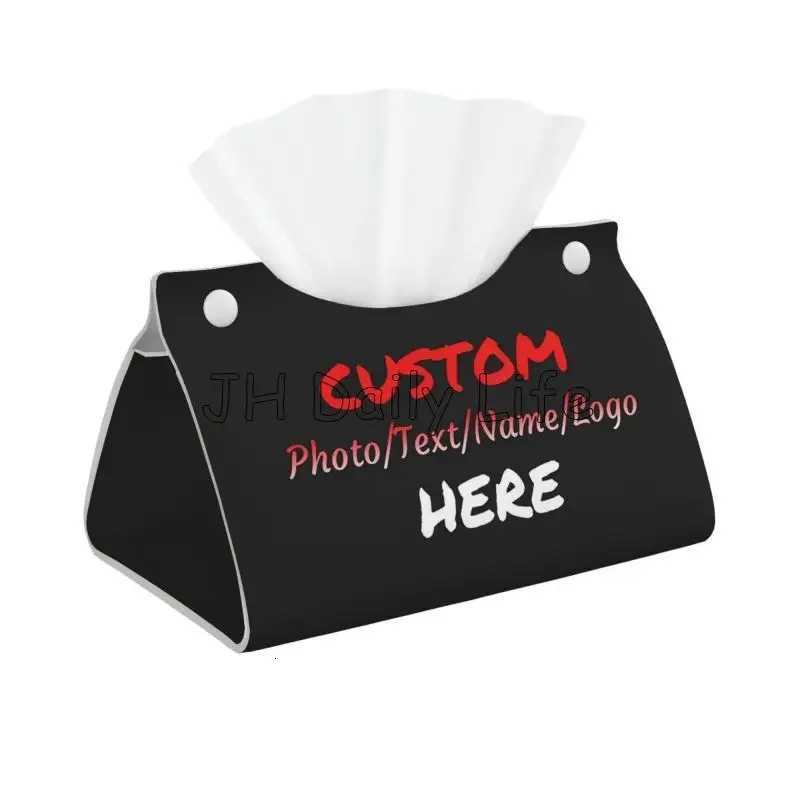 Custom Your Photo Text Design Tissue Box Cover PU Leather Tissue Box Holder Personalized Tissue Box Holder Modern Home DecorM251124