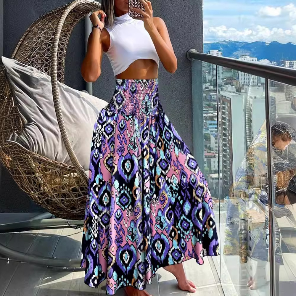 2024 Summer Fashion High Waist Slimming Printed Womens Half Body Skirt for Women