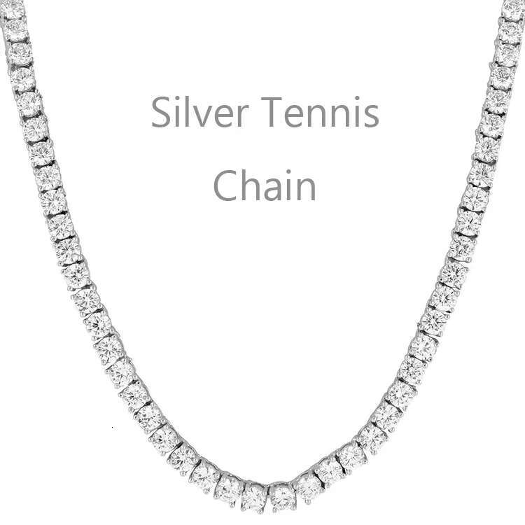 Custom Chain Necklace 925 Sterling Silver Bling Jewelry 3mm 7-24inch in Stock Pass Diamond Tester Moissanite Tennis Chain