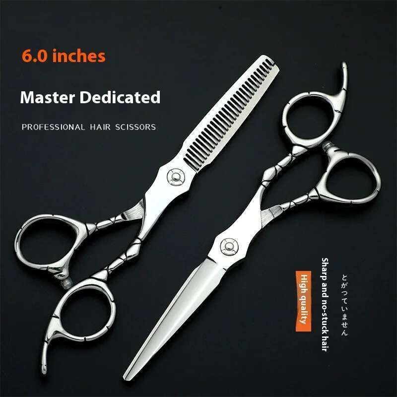 6.0 440CSteel High Grade Hairdressing Scissors Salon Professional Hair Stylist Barber Scissors,Salon & Home Use, Ergonomic Desig