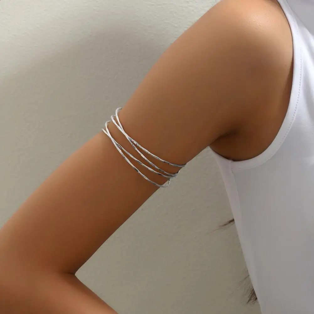 2 pieces of womens bracelet doublelayer open adjustable exposed style solid color metal arm cuff jewelry 250415