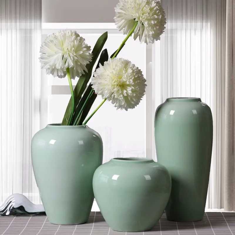 Modern minimst Jingdezhen ceramic vase ornament dining table TV cabinet living room flower arrangement decoration C251124