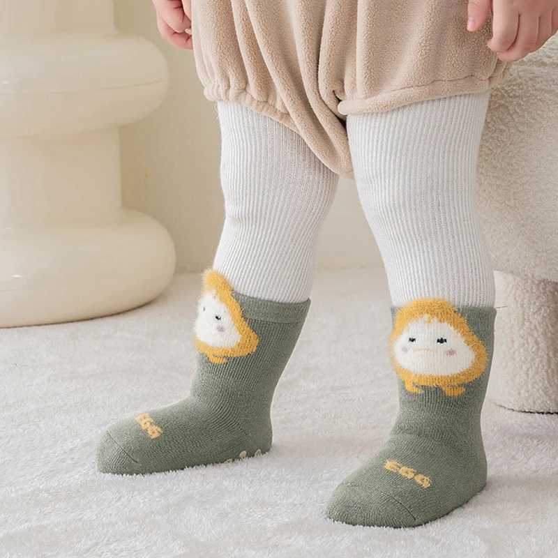 3 Pairs Winter Thickened Cute Animal Anti-Slip Socks for Children 0-5 Years Old Cozy Footwear with Adorable Design G251124