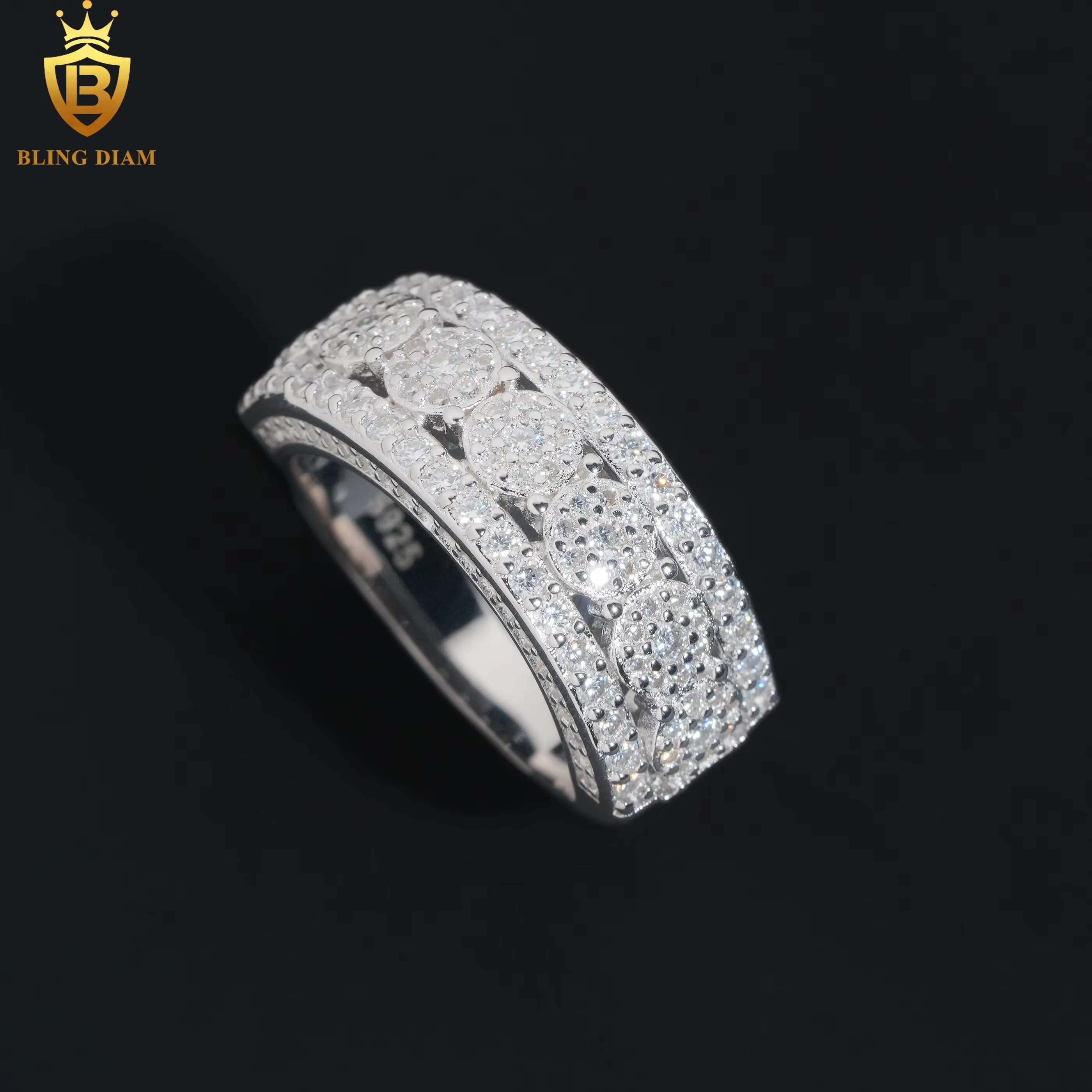 Hip Hop Jewelry 925 Sterling Silver Men Women Rings Vvs Moissanite Iced Out Gra Certificate