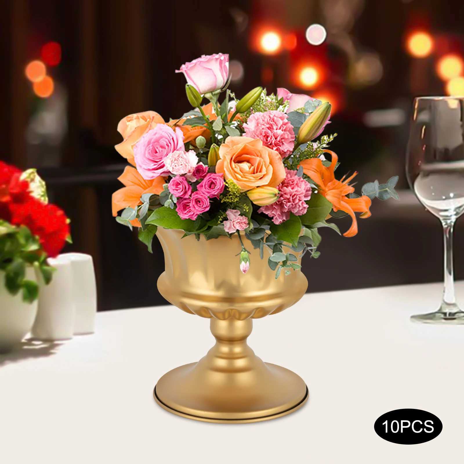 10 Gold Vases Floral Holders Flower Stand Wedding Centerpieces Vase Table Decorations C251124
