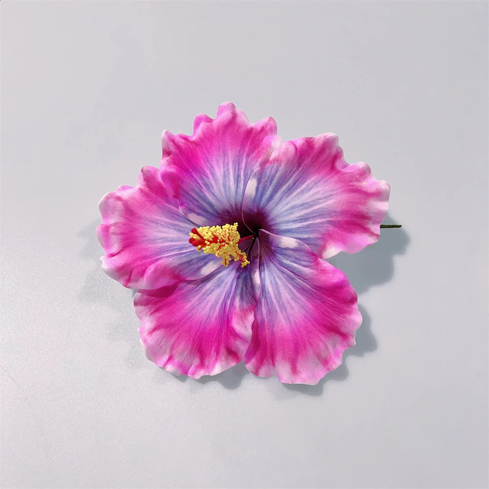 10 Pcs Pink Artificial Hibiscus Flower With Stem 15CM Large Headdress Hair Side HairPins Floral Headpieces Accessories 250420