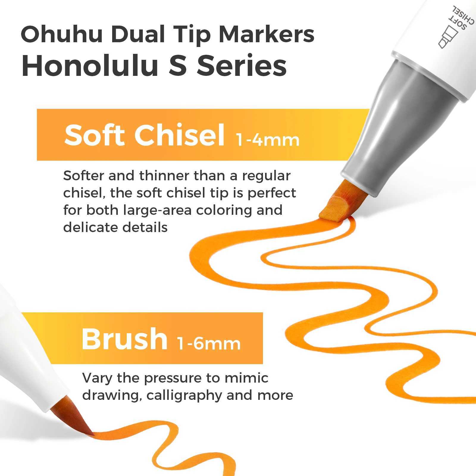 Ohuhu Honolulu S 48 Colors Marker Pen Set Alcohol Art Markers Red Dot Design Dual Tips Sketching Drawing School Art Supplies G251124
