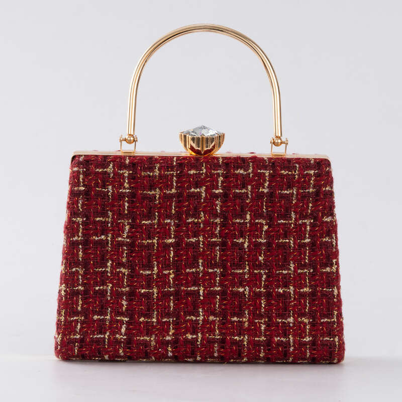 Dinner Bag Winter Classic Small Fragrant Style Dinner Bag High End Fashion Versatile Woolen Handbag Banquet Bag KQ