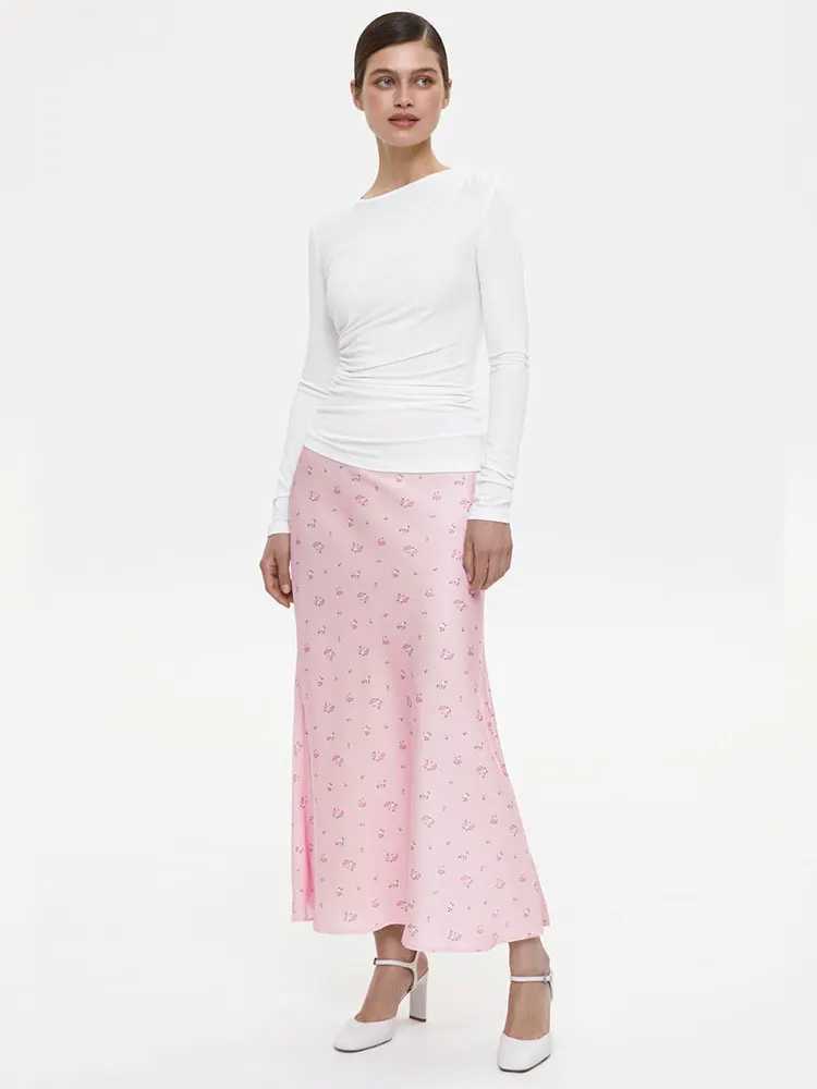 Tossy Summer Printed Fashion Long Skirt for Women High Waist Contrast Patchwork Ultra Thin Elegant Party Style Women Y2k Maxi Skirt M250424