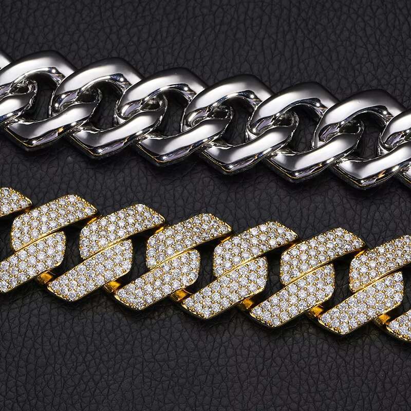 23MM 3 Rows Diamond Cuban Chain Iced Out Cuban Link Chain Diamond Necklace for Men Top Icy Hip Hop Jewelry
