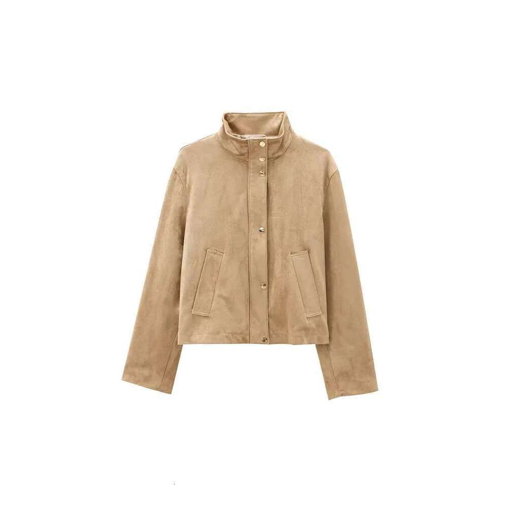 Designer Clothes Autumn New Women's Wear High-Quality Texture Fashionable All-Match Half-High Collar Long-Sleeved Suede Jacket