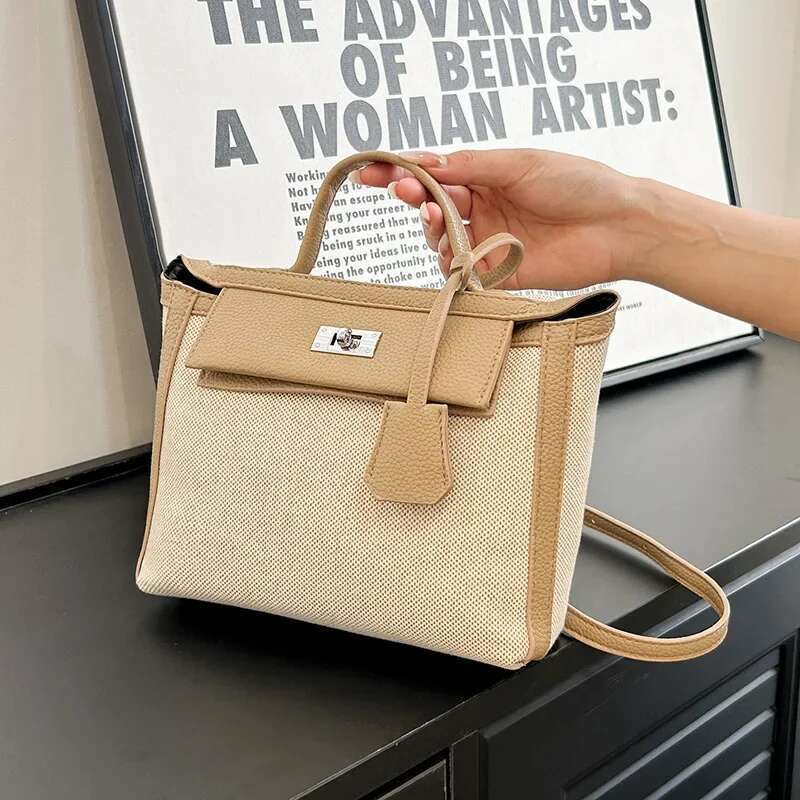 Hot Sale Of The Season New Women's Fashion Canvas Shoulder Bag Retro Classic High-End Feelings Trendy Color Block Handbag Stylis