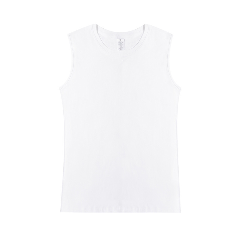 Solid Color American Style Amikaki Sleeveless T-Shirt With A Camisole Shoulder, Men's Sports And Fitness Vest, Pure Cotton White Short Sleeved Sw